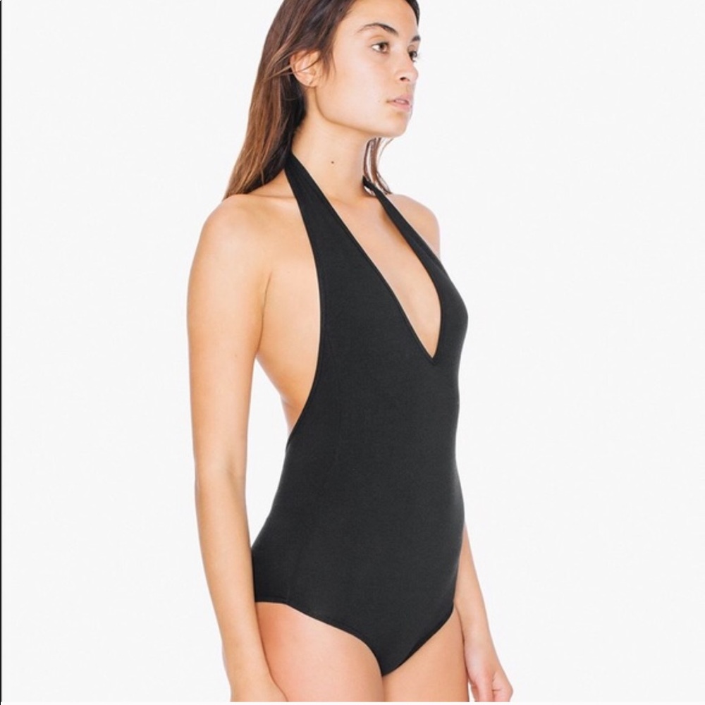 American Apparel Black Halter Bodysuit S - Picture 2 of 3